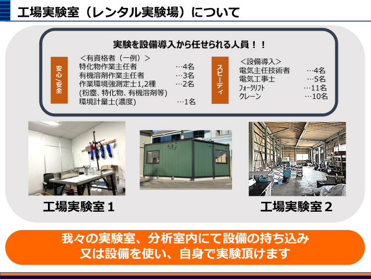 レンタル実験場＿工場実験室について